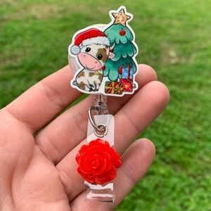 Christmas Cow Badge Holder